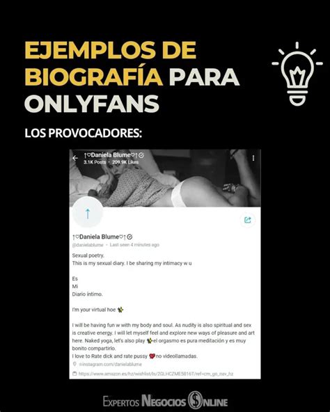 que poner en bio de onlyfans|10 ideas de biografías de Onlyfans que convierten